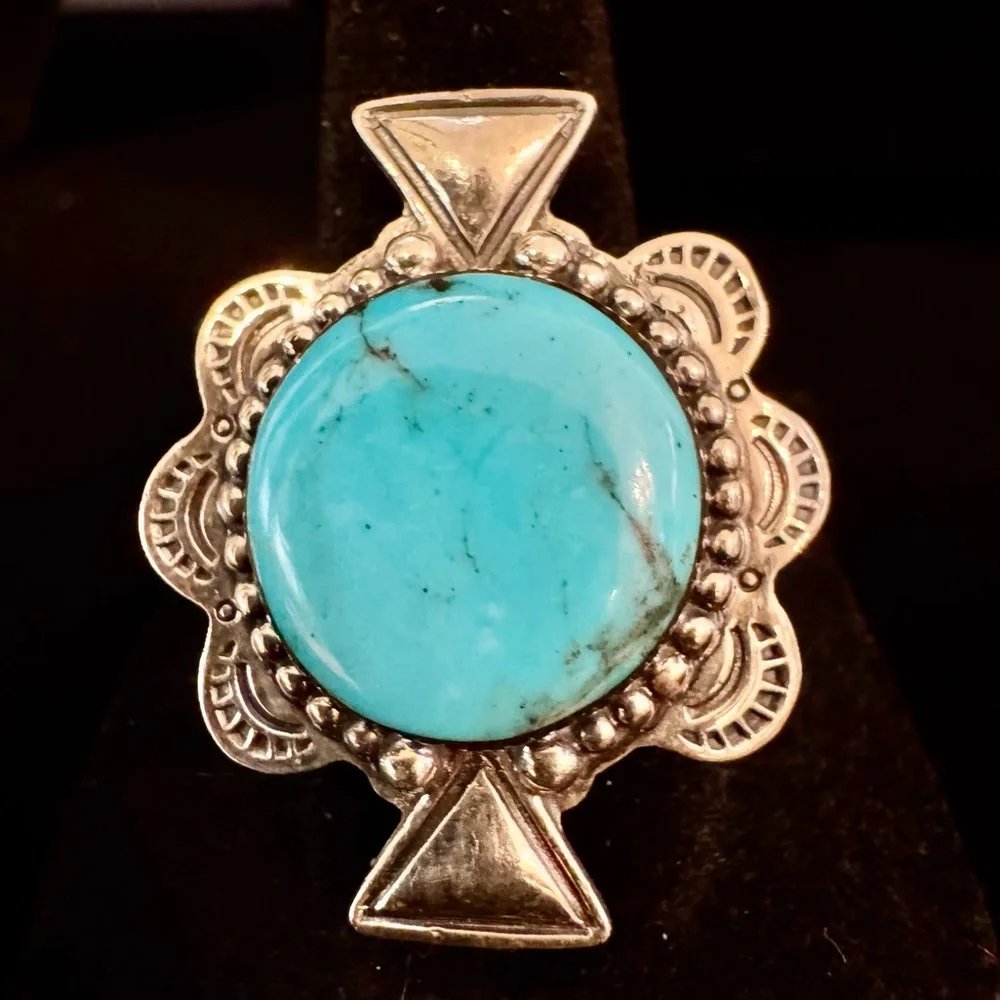Sterling Silver genuine Turquoise Statement Ring -